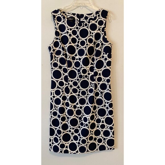 AGB Dress Sleeveless Circle Print Navy & White Size 8 - Picture 1 of 10